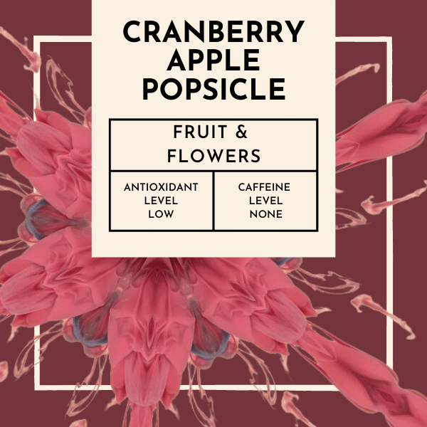 Cranberry Apple Popsicle Tea. Each sip of Cranberry Apple Popsicle is like a refreshing popsicle on a hot summer day, offering a tantalizing coolness that revitalizes you   The crispness of the apple pieces blends harmoniously with the vibrant hues of hibiscus petals, creating a visually stunning brew that is as beautiful as it is delicious. The richness of rosehip and the depth of elderberry add layers of complexity to the flavour profile, resulting in a tea that is both satisfying and invigorating