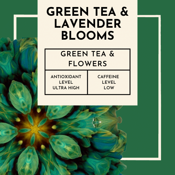 Green Tea & Lavender Blooms Tea. Sip on the sweet essence of blooming lavender gardens as you indulge in the graceful harmony of sweet grass and fragrant moss. The subtle notes of honey add a touch of natural sweetness, while the gentle presence of lavender petals brings a serene and calming element to the blend