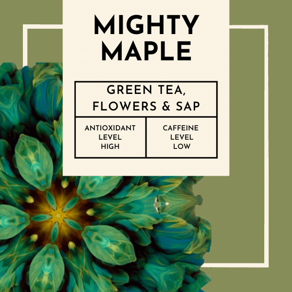 Might Maple Tea. Experience the freshness of Mighty Maple, where the natural sweetness of maple syrup dances on your taste buds, creating a harmonious balance with green tea's vibrant and grassy undertones.