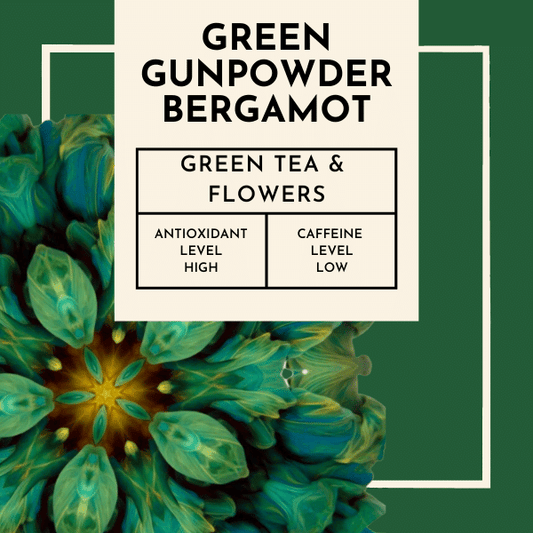 Green Gunpowder Bergamot Tea. Crafted with care, Green Gunpowder Bergamot tea combines the finest green tea leaves with the delicate beauty of cornflower petals   At the heart of this exceptional blend lies the green gunpowder tea, known for its unique appearance and smoky undertones