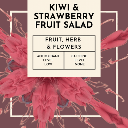 Kiwi & Strawberry Fruit Salad Tea. Embark on a tantalizing journey of fruity delight with Kiwi & Strawberry Fruit Salad tea, a vibrant blend that captures the essence of a refreshing fruit salad bursting with the flavours of ripe kiwis and succulent strawberries 