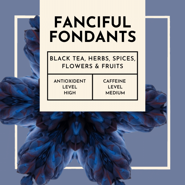 Fanciful Fondants Tea. This exquisite tea blend captures the sweet and fanciful essence of ripe peaches, caressed by the tingling warmth of spicy ginger. 