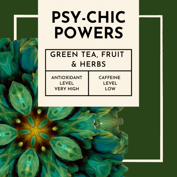 Psy-chic Powers Tea. This remarkable tea is designed to awaken your senses and elevate your spirit, delivering a rich and invigorating experience like no other. Immerse yourself in the captivating essence of Psy-chic Powers, where a harmonious fusion of green tea, lemon pieces, and lemongrass leaves creates a symphony of flavours that will enthral your palate 