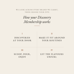 How your Boteane Discovery Membership works: we look across every brand we carry, then choose your five. Discoveries at your door, make it fit around your routines, scoop pour enjoy, let the flavours unfurl.
