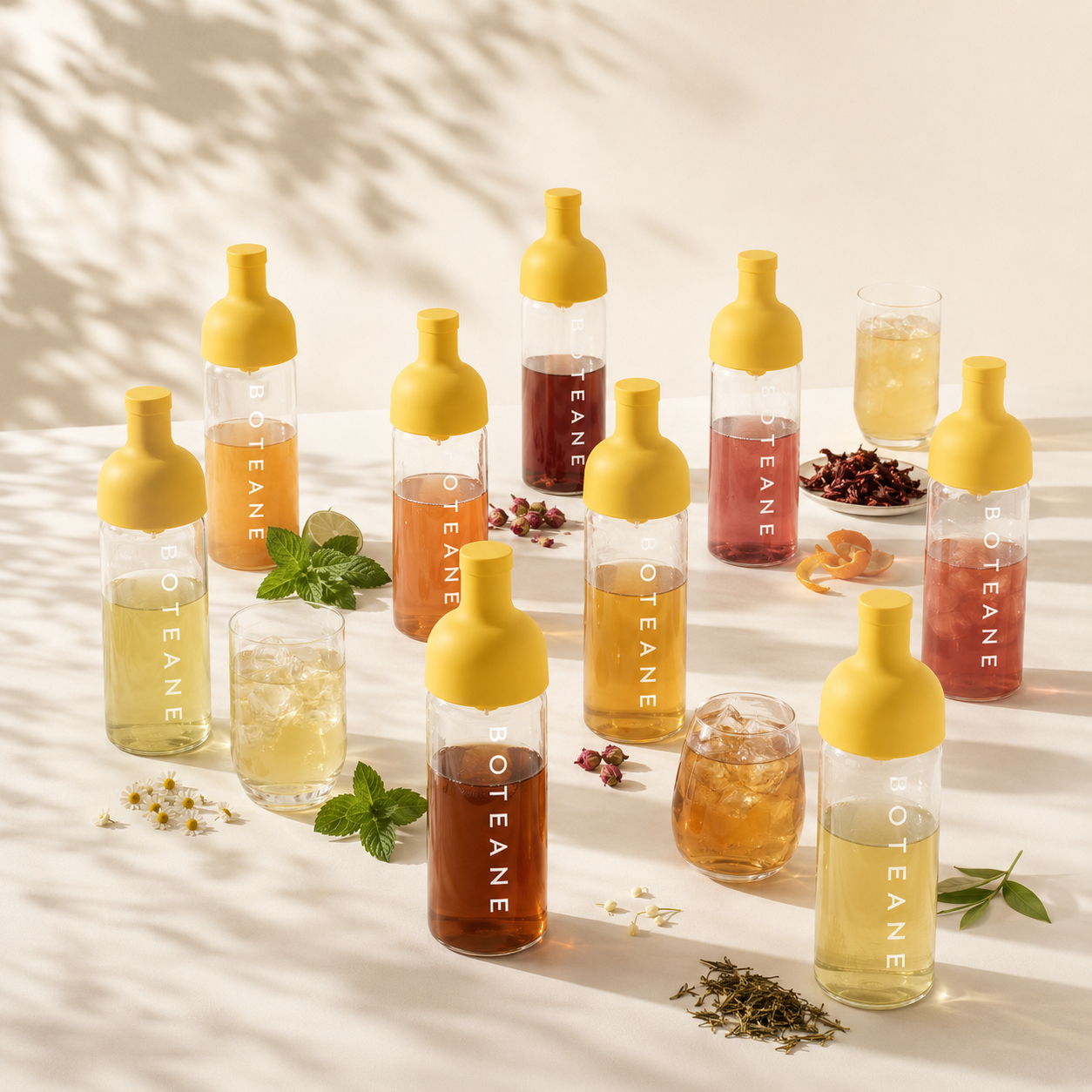 Boteane cold brew bottle filled with loose-leaf iced tea, the free gift included with the Tea Discovery Subscription