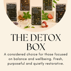 Boteane Naturals detox box with various products and text on a light background