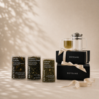 Boteane tea packaging and a French press on a beige background