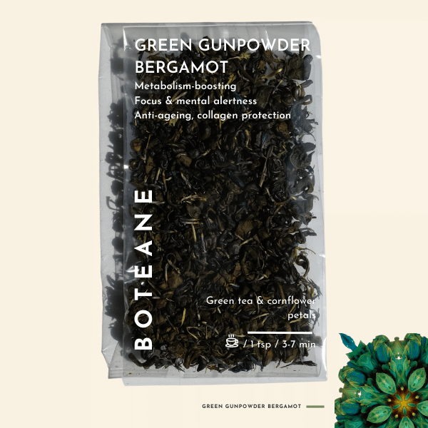 Green Gunpowder Bergamot. Details ->