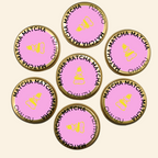 Pink and gold containers labeled 'Matcha Chaizu' on a beige background