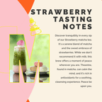 Strawberry matcha tea with text on a colorful background