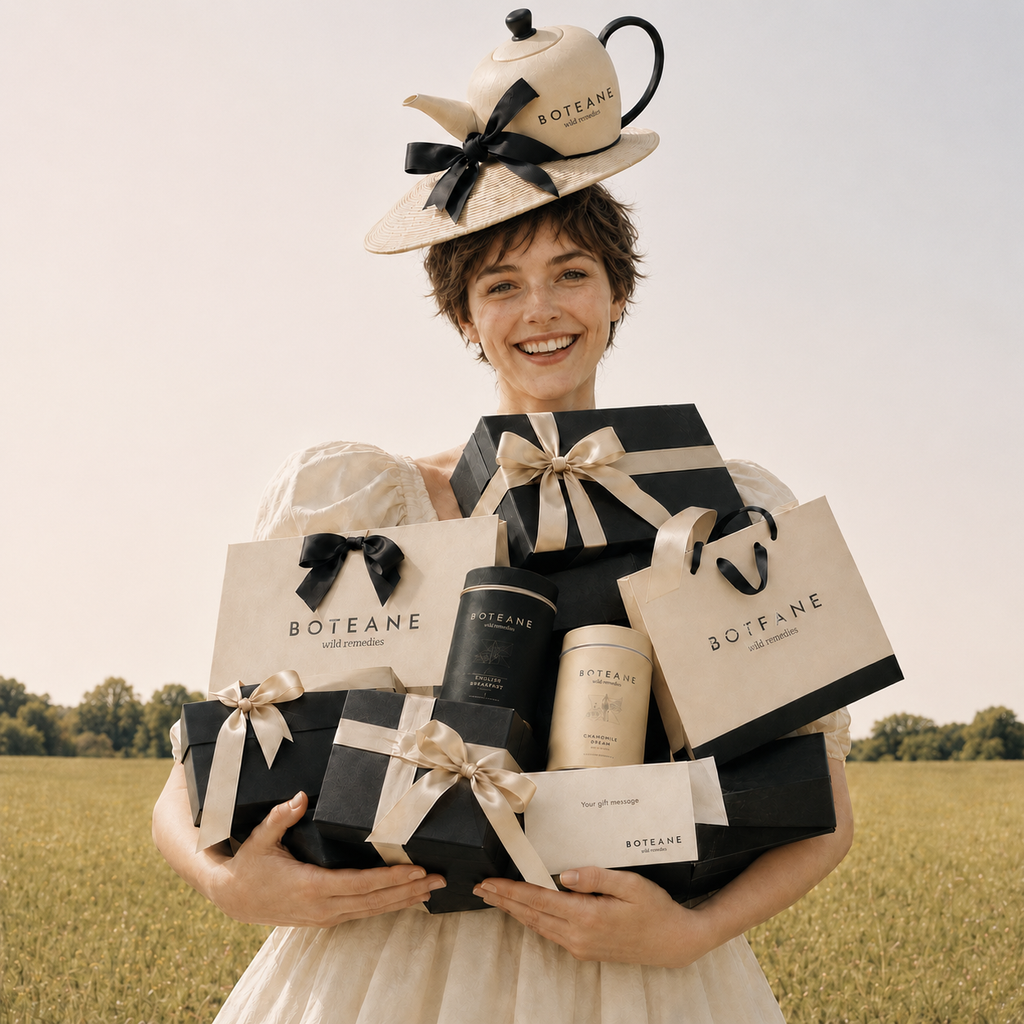 Woman holding Boteane products in a field