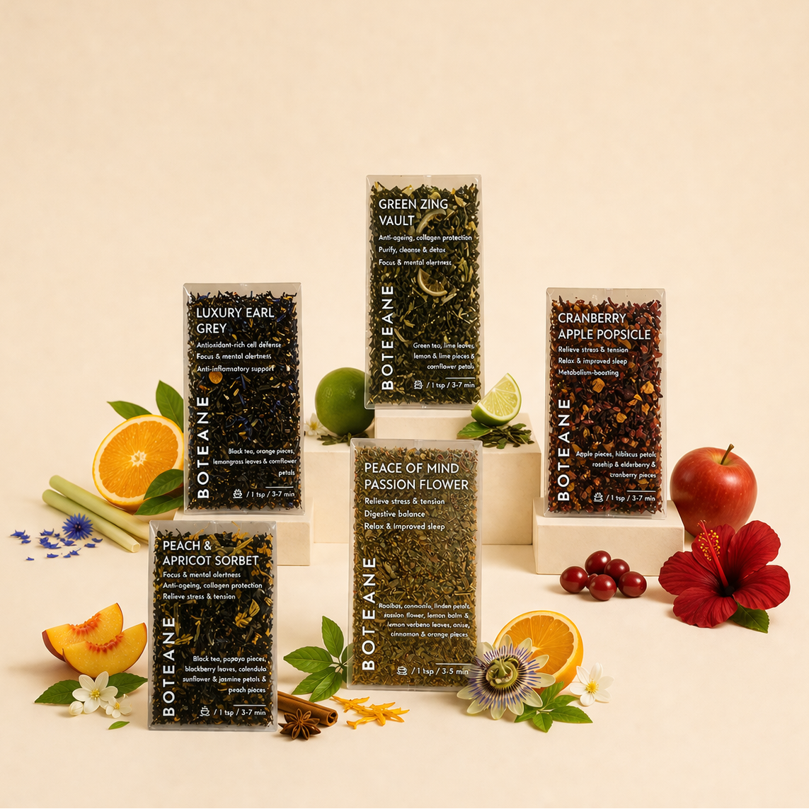 boteane tea selction with botanicals 