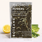 Boteane Psy-Chic Powers tea package with lemon and lemongrass on a white background